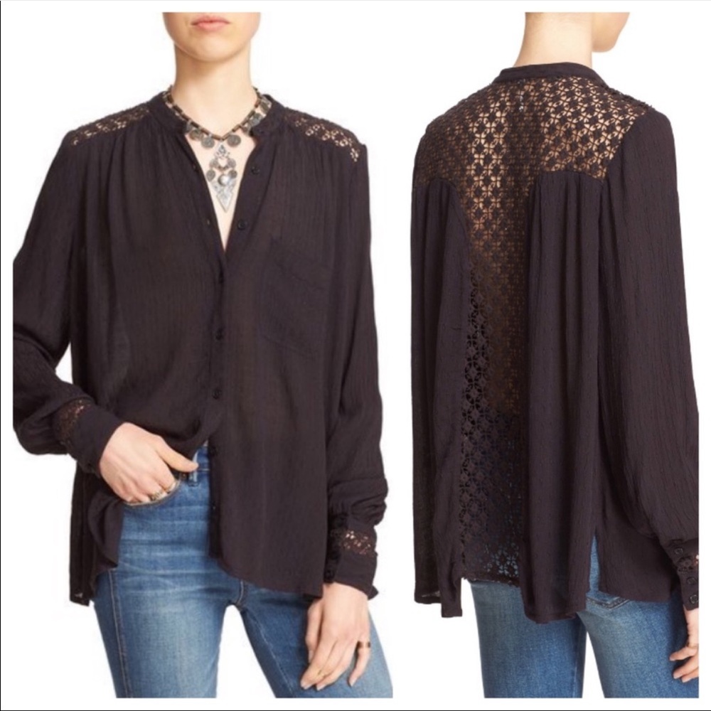Black Button Down Blouse - image 1